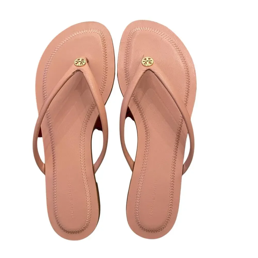 TORY BURCH Chelsea Leather Flip Flop Thong Sandals Rose Sachet Pink Size 7.5 NEW